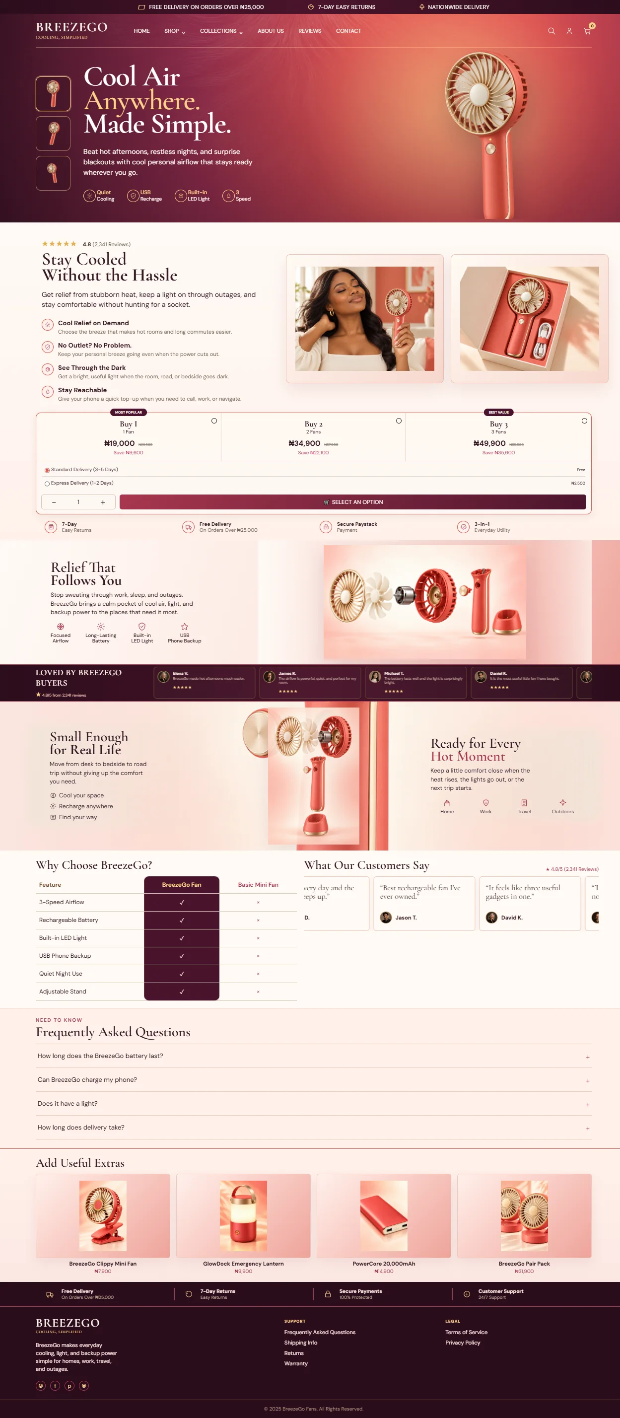 Scrollable full-page preview of the BreezeGo free online store